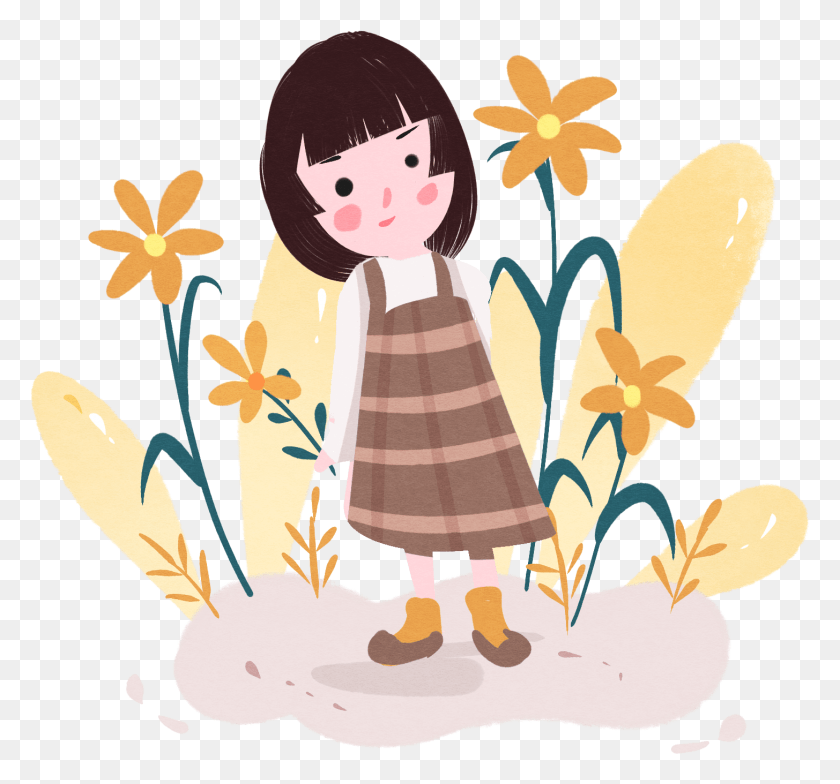 1455x1352 Cure Picture Book Girl Character And Psd Illustration, Graphics, Floral Design HD PNG Download