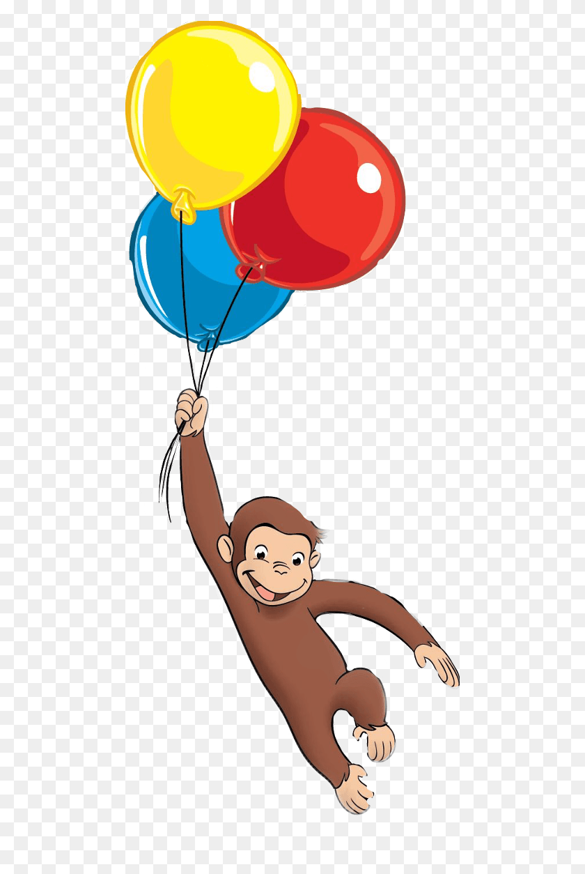 480x1194 Curious George Balloons Clipart, Balloon, Ball, Person HD PNG Download