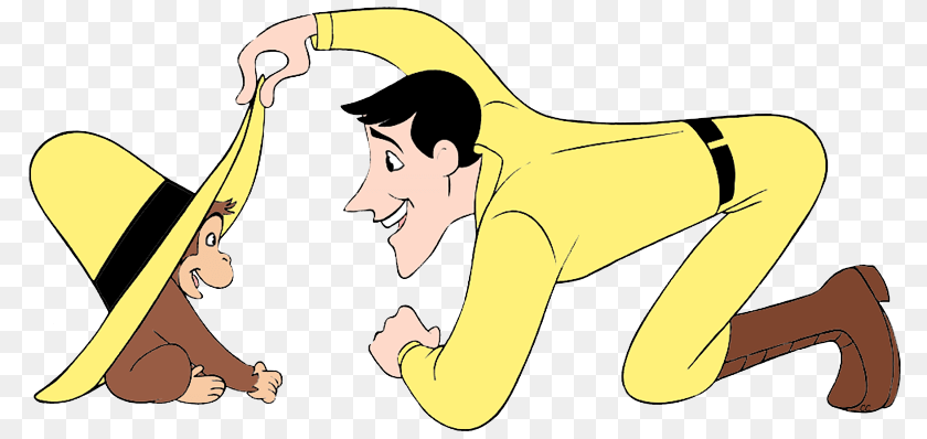 800x398 Curious George Clip Art Cartoon Clip Art, Clothing, Hat, Adult, Male Clipart PNG
