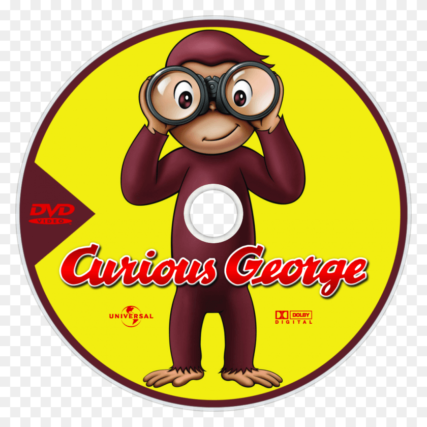 1000x1000 Curious George Dvd Disc Image Curious George With Glasses, Disk, Label, Text HD PNG Download