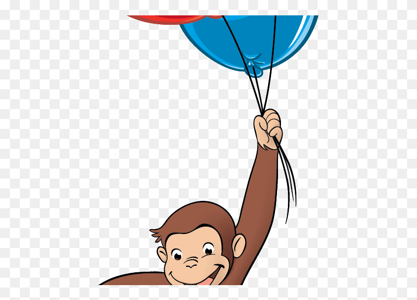 445x545 Curious George In The Cap Coloring Pages For Kids Printable Curious George With Balloons, Ball, Balloon, Face HD PNG Download