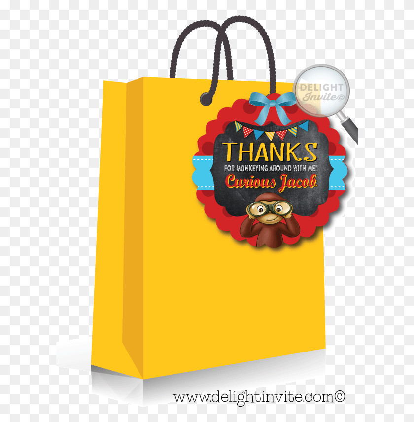 614x796 Curious George Party Favor Tags Birthday Goodie Bag Card, Shopping Bag, Tote Bag HD PNG Download