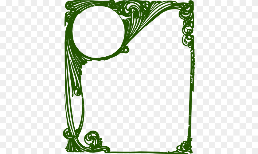 430x500 Curly Green Frame Sticker PNG