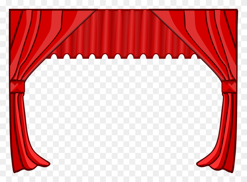 960x689 Curtain Stage Theater Movies Cinema Red Theater Curtains Clip Art, Awning, Canopy, Bow HD PNG Download