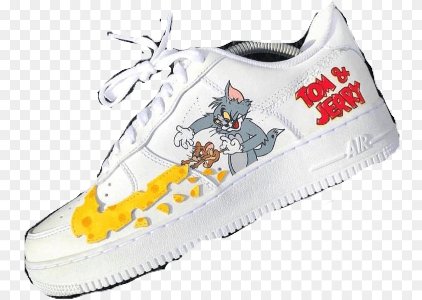 750x599 Custom Air Force 1 Tom And Jerry, Clothing, Footwear, Shoe, Sneaker Sticker PNG