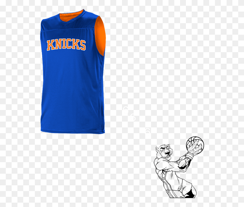 566x655 Custom Heat Pressed New York Knicks Youth Reversible Cartoon, Clothing, Apparel, Person HD PNG Download