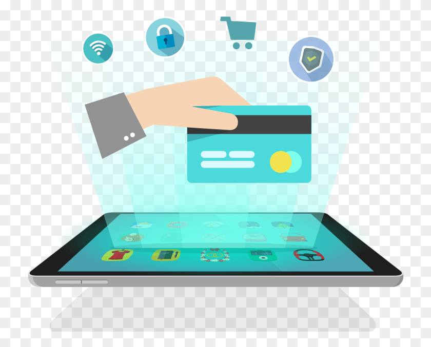 734x617 Custom Illustration Of A Hand Holding A Credit Card Ecommerce Technology Vector, Computer, Electronics, Tablet Computer HD PNG Download