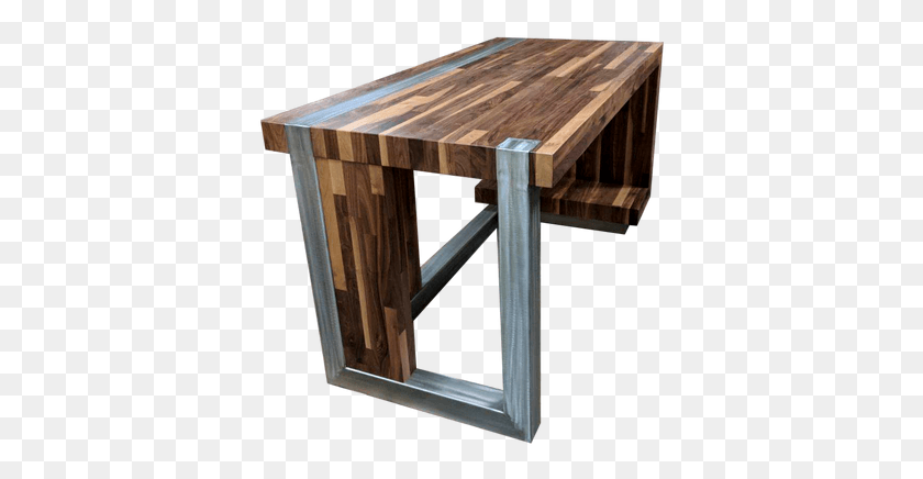 372x376 Custom Made Walnut And Steel Desk Coffee Table, Furniture, Tabletop, Coffee Table HD PNG Download