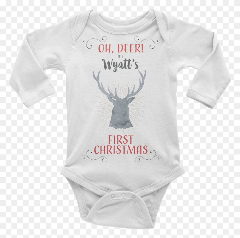 920x911 Custom Onesie Baby Boy Ohdeer First Christmas Infant Bodysuit, Clothing, Apparel, Sleeve HD PNG Download