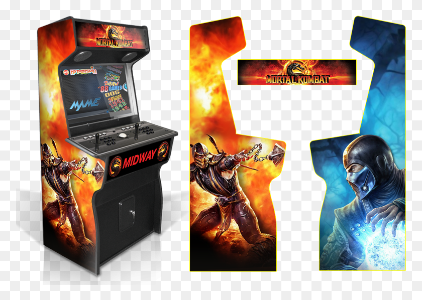 777x538 Custom Permanent Full Mortal Kombat Inspired Graphics Marvel Vs Capcom Cabinet Art, Arcade Game Machine, Person, Human HD PNG Download
