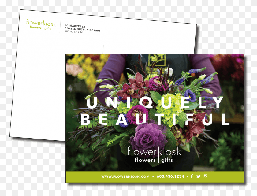 1691x1261 Custom Postcard Example Opening Of Flower Kiosk Flyers, Graphics, Floral Design HD PNG Download