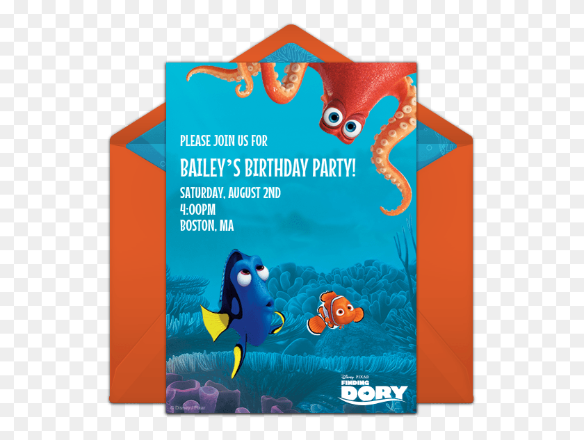 535x573 Customizable Free Finding Dory Friends Online Invitations Finding Dory Birthday Invitations Template, Fish, Animal, Angry Birds HD PNG Download