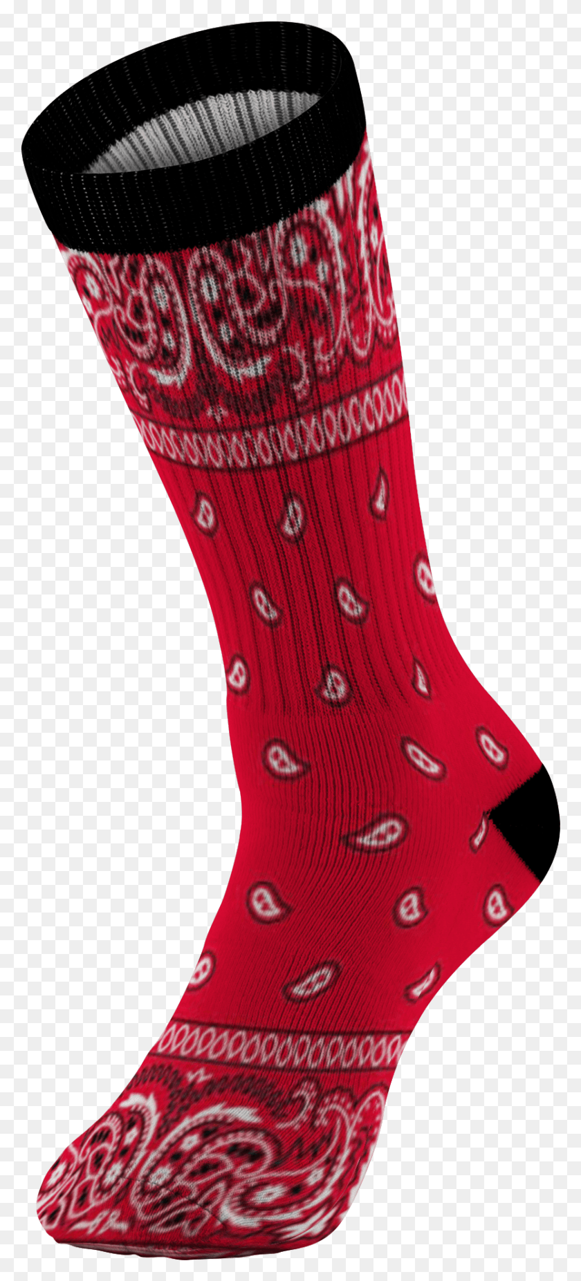 834x1918 Customized Bandana Design Print Socks Unisex Red Sock, Stocking, Christmas Stocking, Gift HD PNG Download