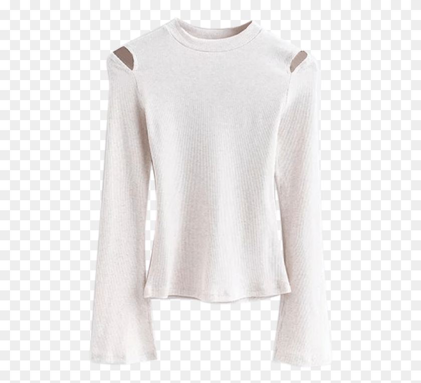 490x705 Cut Out Crew Neck Flare Sleeve Knitwear Sweater, Clothing, Apparel, Cardigan HD PNG Download