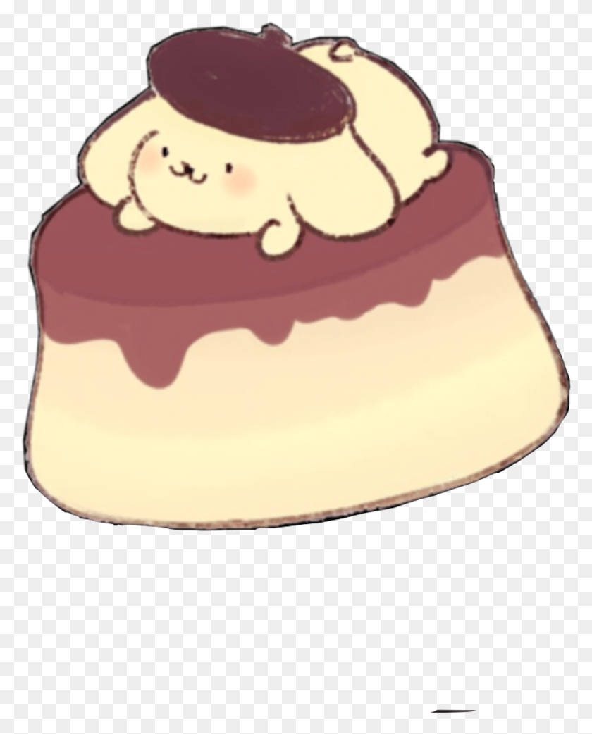 1024x1290 Cute Adorable Cartoon Kawaii Japanese Food Dessert Pompompurin Fanart, Cream, Creme, Birthday Cake HD PNG Download