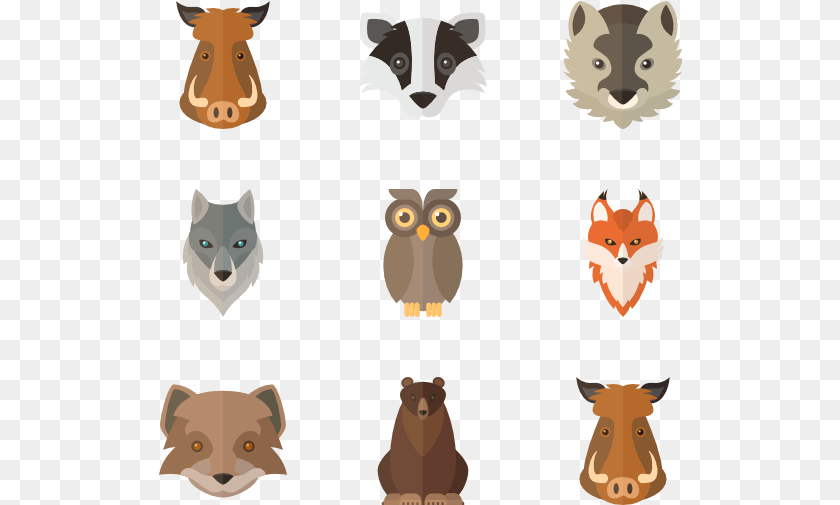 Cute Animal Set Icon, Bear, Mammal, Wildlife, Bird PNG