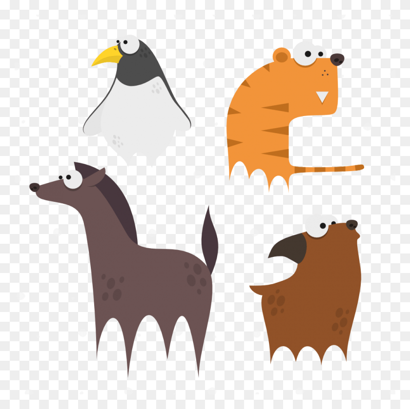 1000x1000 Cute Animals Vector Set Illustration, Bird, Animal, Antelope HD PNG Download