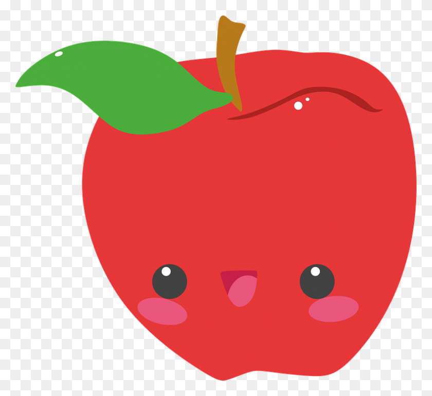 789x720 Cute Apple Cute Apple Cartoon, Plant, Food, Fruit HD PNG Download
