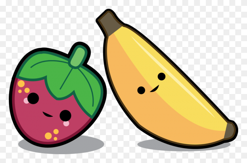 900x572 Cute Banana Cute Strawberry And Banana, Plant, Food, Fruit HD PNG Download