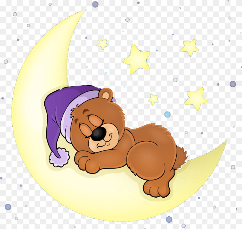 917x869 Cute Bear Sleeping Sleep Moon Star Stars Blue Sleeping Bear Clipart, Nature, Night, Outdoors, Animal Transparent PNG