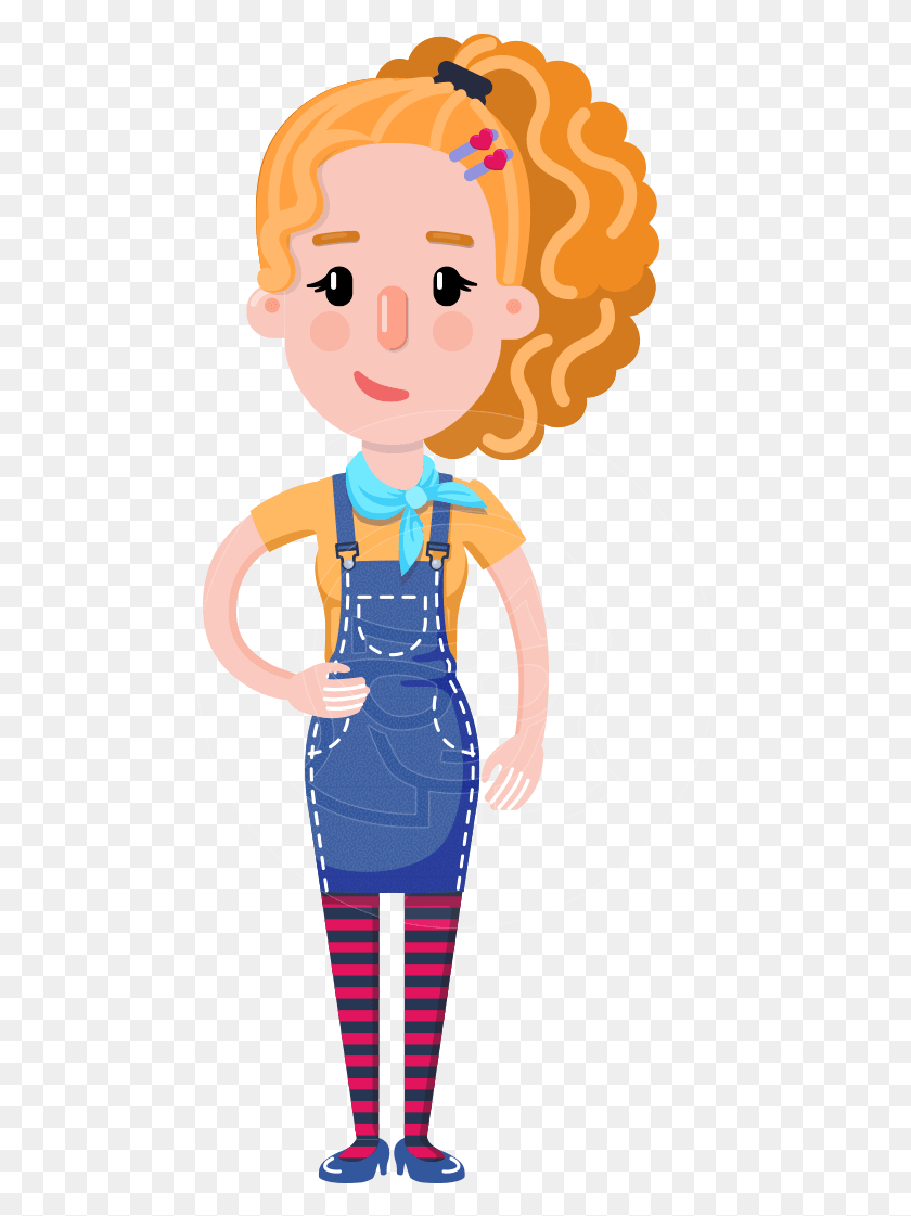 479x1061 Cute Blonde Girl In Flat Style Cartoon Character Cartoon, Person, Human, Label HD PNG Download