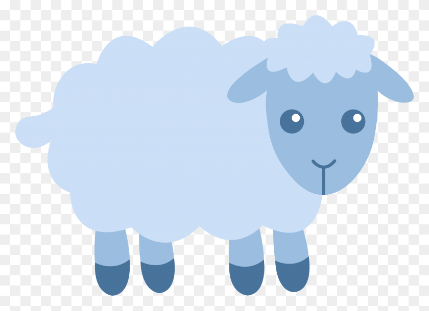 5817x4102 Cute Blue Free Clip Art Baby Lamb Cartoon Lamb, Nature, Outdoors, Mammal HD PNG Download