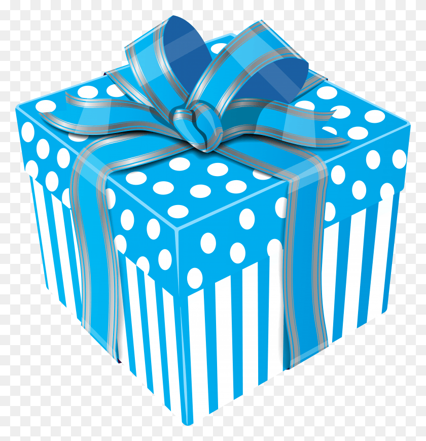 7654x7939 Cute Blue Gift Box Transparent Clip Art Image HD PNG Download