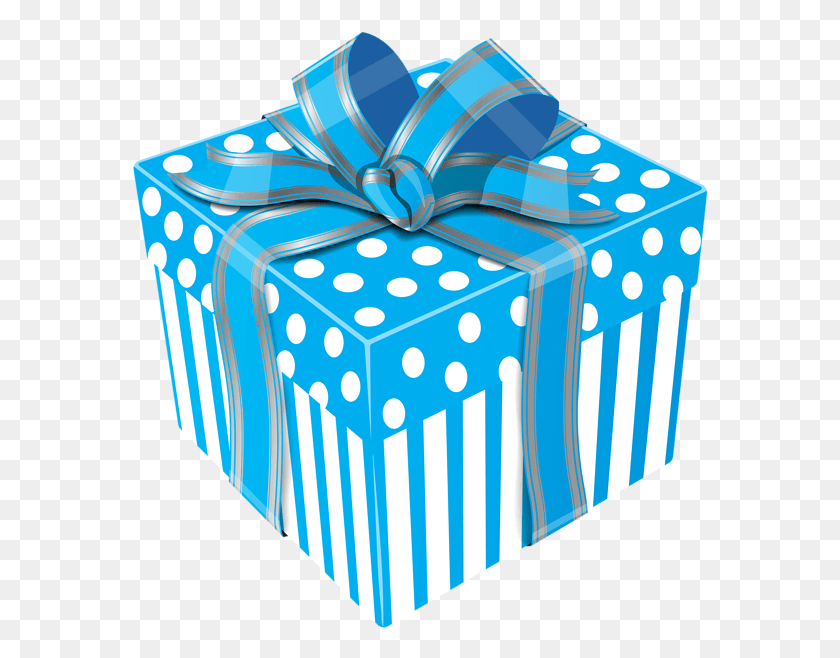 576x598 Cute Blue Gift Box Transparent Clip Art Image Gift Blue Gift Box, Crib, Furniture, Box HD PNG Download
