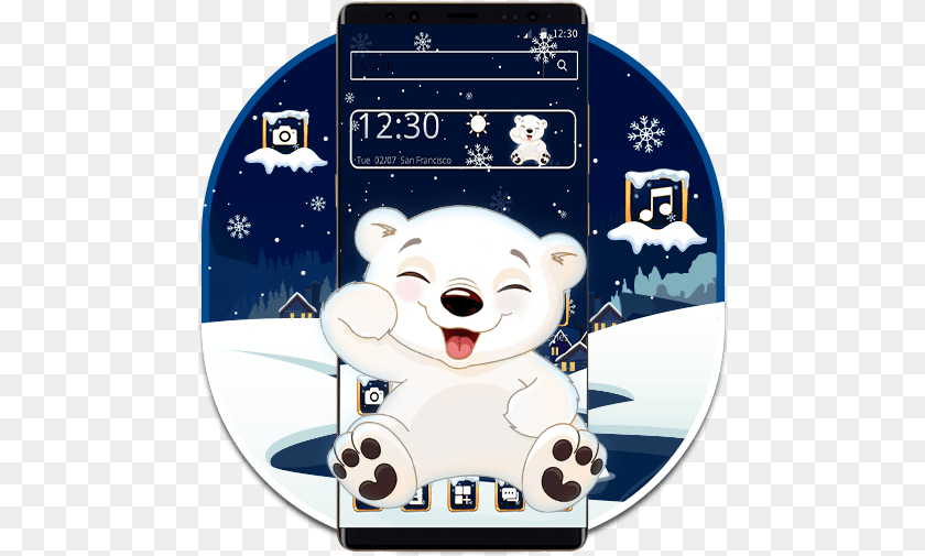484x505 Cute Cartoon Polar Bear Theme U2013 Apps No Google Play Cartoon, Animal, Disk, Dvd, Mammal Sticker PNG