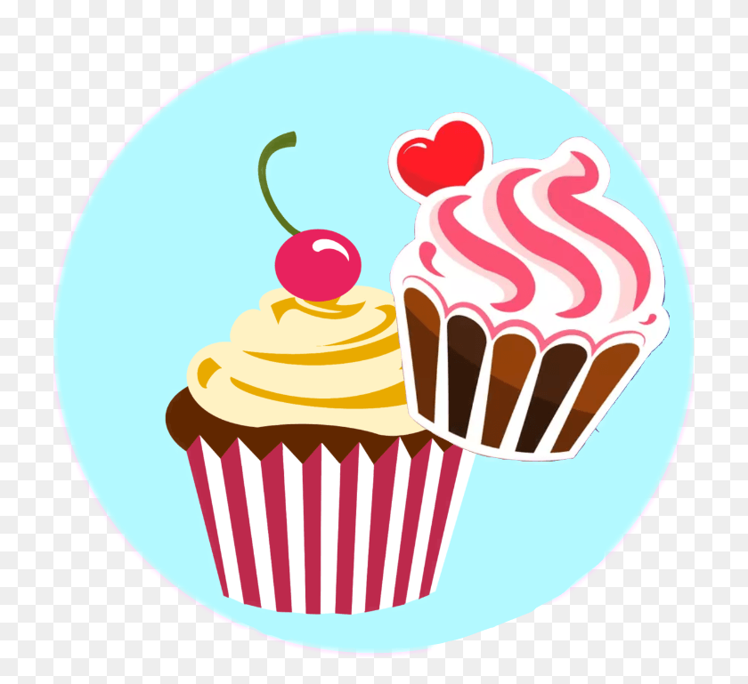 719x709 Cute Circle Blue Cupcake Cute Cupcake Logo, Cream, Cake, Dessert HD PNG Download