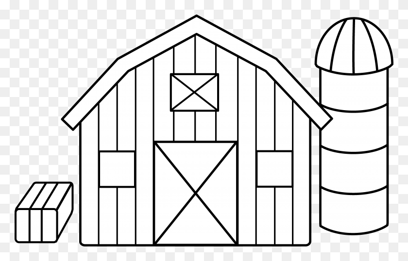 6292x3859 Cute Colorable Farm Scene Farm House For Colouring, Nature, Outdoors, Shelter Descargar Hd Png