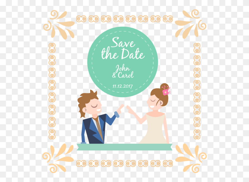 557x555 Cute Couple Wedding Invitation Wedding Wedding Invitation Save The Date Couple, Poster, Advertisement, Person HD PNG Download