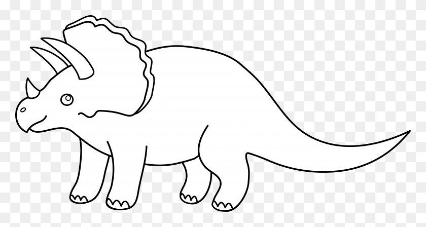 7817x3897 Симпатичные Динозавры Клипарт Изображения Динозавров Черно-Белое, Животное, Дикая Природа, Млекопитающие Hd Png Скачать