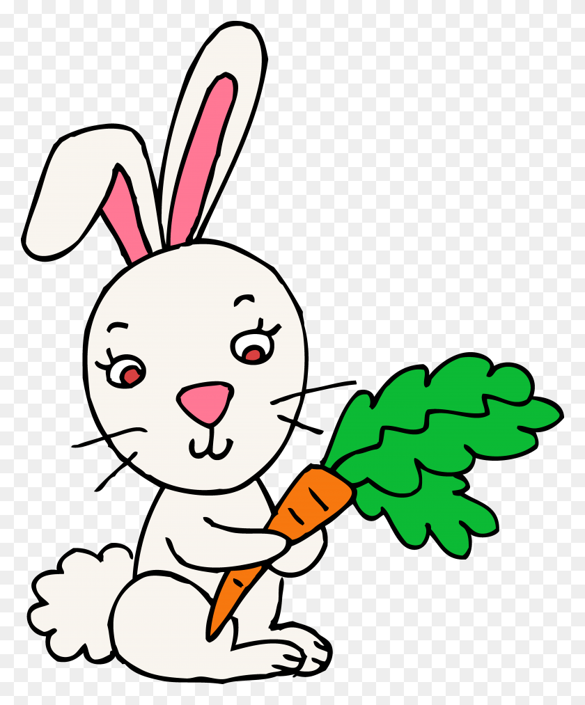5280x6457 Cute Easter Bunny With Carrot Rabbit Clipart, Plant, Vegetable, Food HD PNG Download