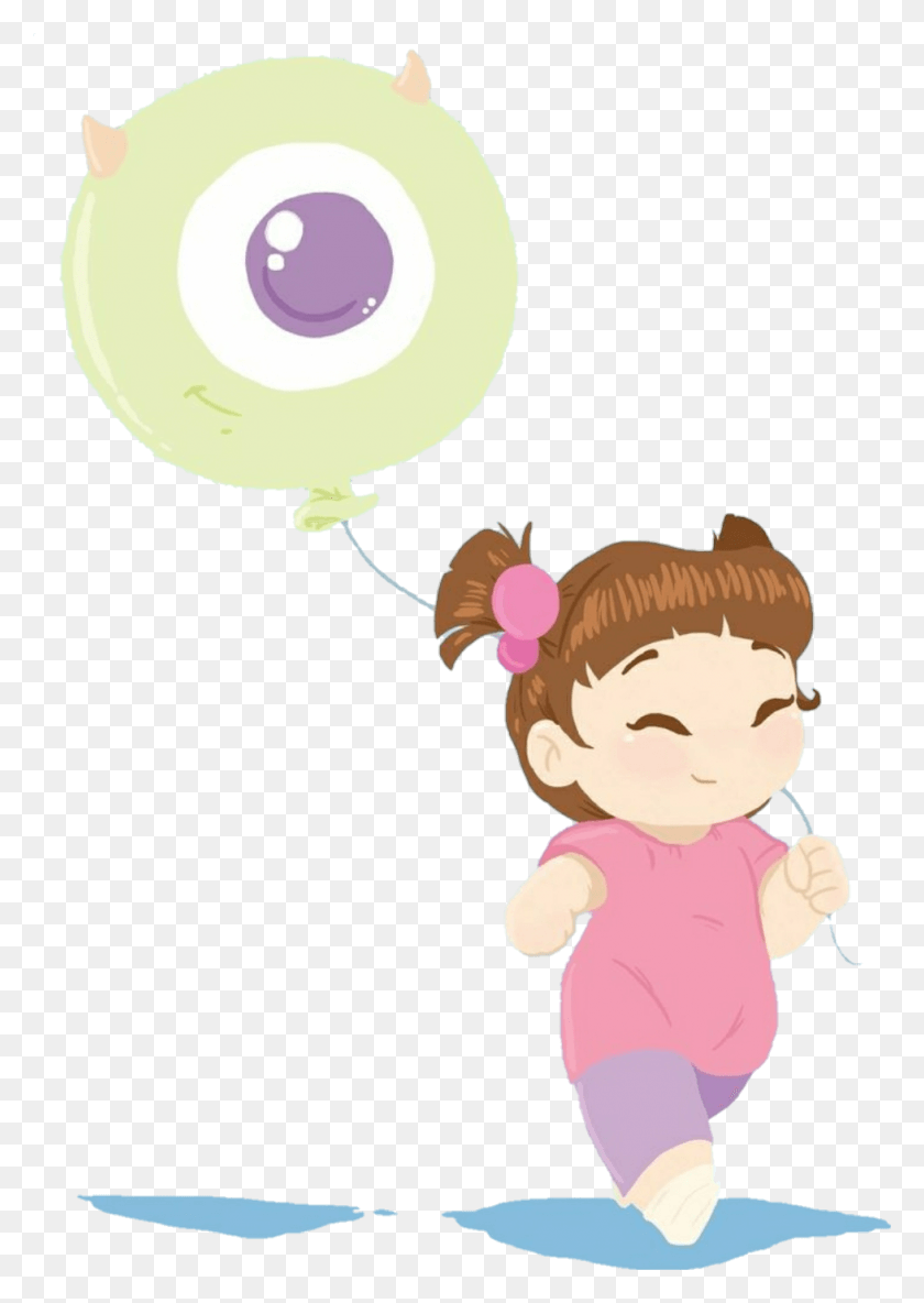 978x1410 Cute Fanart Drawing Monstersinc Child Balloon Boo Monsters Inc Kawaii, Plant, Person, Human HD PNG Download