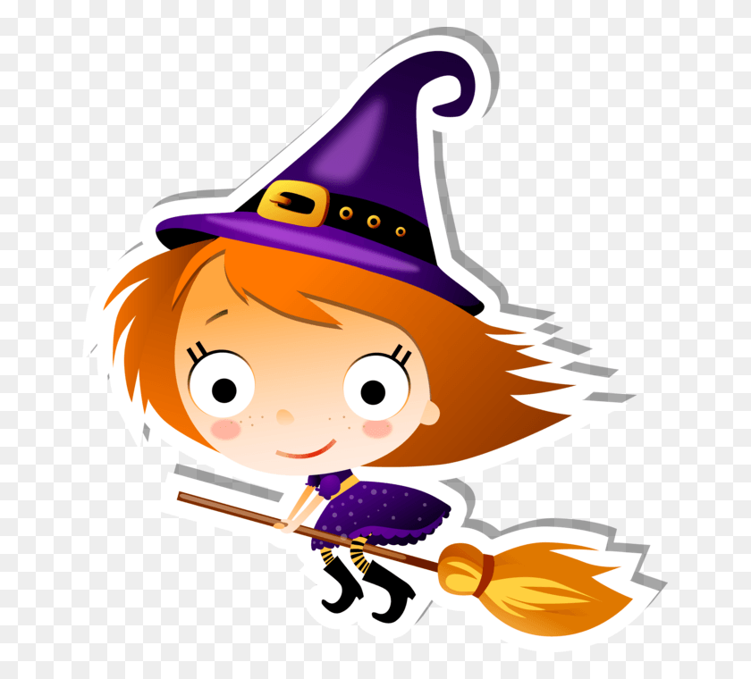 655x700 Cute Flying Witch On A Broom Witch, Clothing, Apparel, Hat HD PNG Download