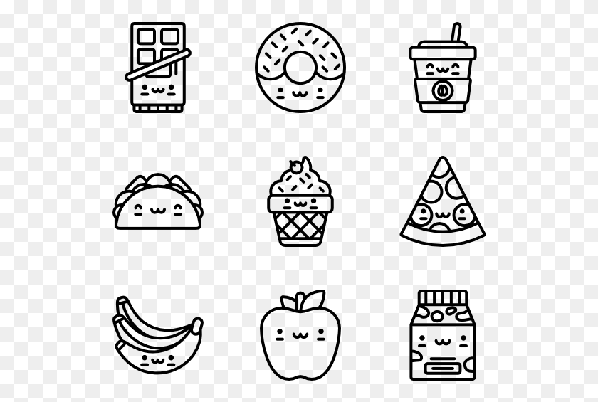 526x505 Cute Food Cute Food Black And White, Gray, World Of Warcraft HD PNG Download