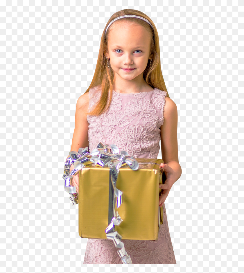 414x882 Cute Girl Holding Gift Box Image Girl With Gift, Person, Human, Blonde HD PNG Download