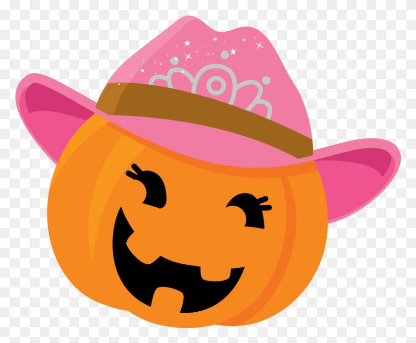 894x725 Cute Halloween Clipart Pumpkin, Clothing, Apparel, Cowboy Hat HD PNG Download