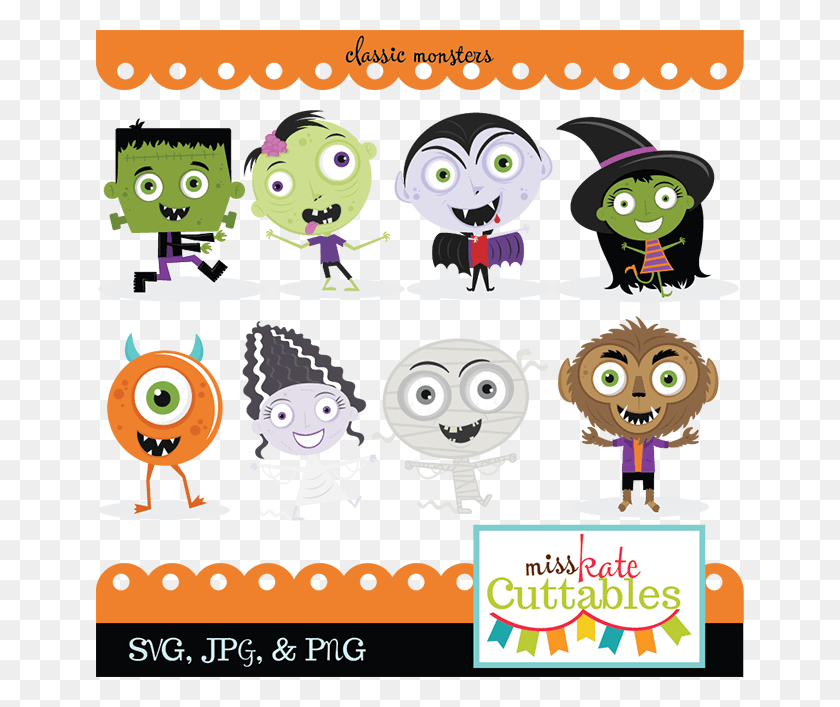 648x647 Cute Halloween Monsters Clipart, Poster, Advertisement, Flyer HD PNG Download