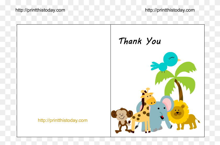 722x494 Cute Jungle Animals Baby Shower Thank You Card Free Printable Baby Shower Invitations, Envelope, Mail, Greeting Card HD PNG Download