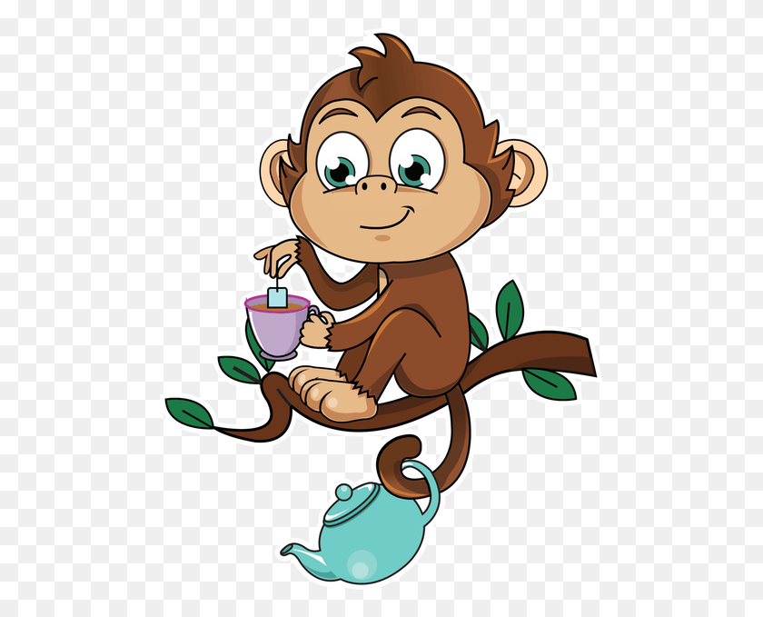 489x619 Cute Monkey Stickers Messages Sticker 7 Cartoon, Cupid, Beverage, Drink HD PNG Download