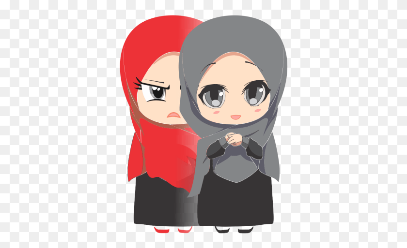348x453 Descargar Png Cute Muslimah Cartoon Cartoon Muslimah Cute Friendship, Comics, Libro, Manga Hd Png