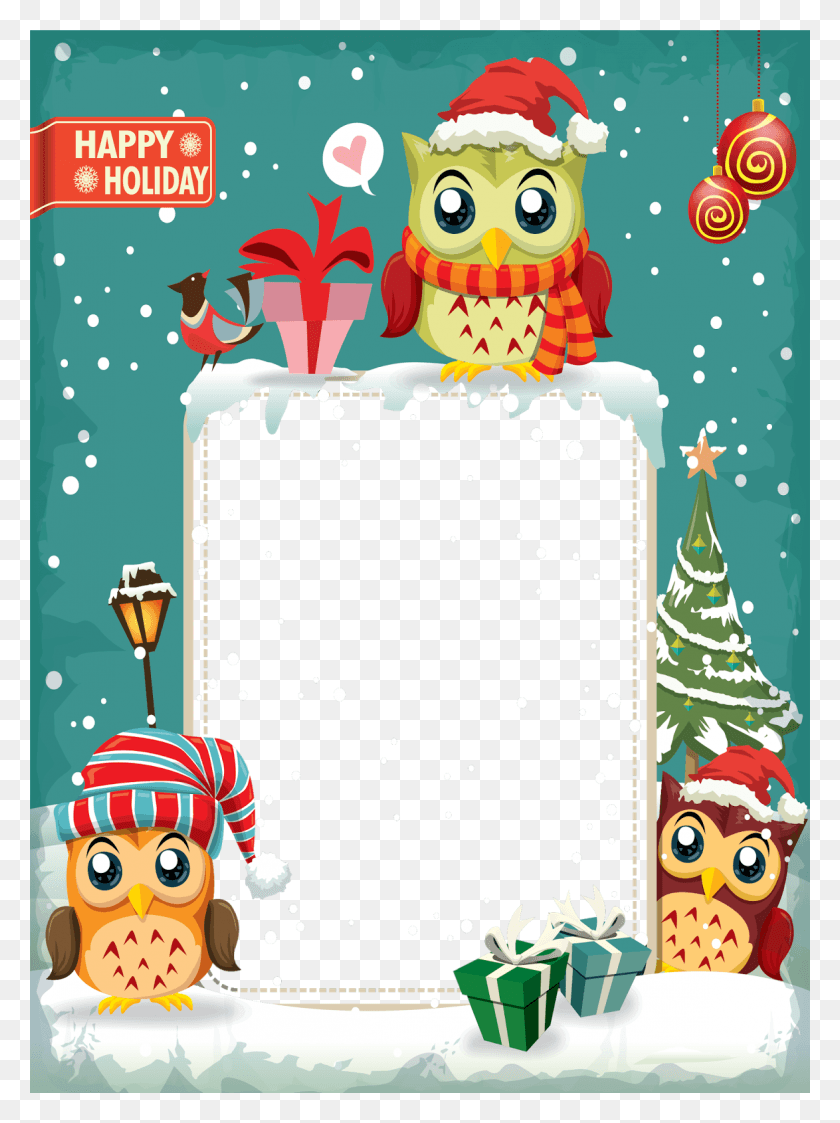 1174x1600 Cute Owl Frame Cute Christmas Owl Frame, Poster, Advertisement, Flyer HD PNG Download