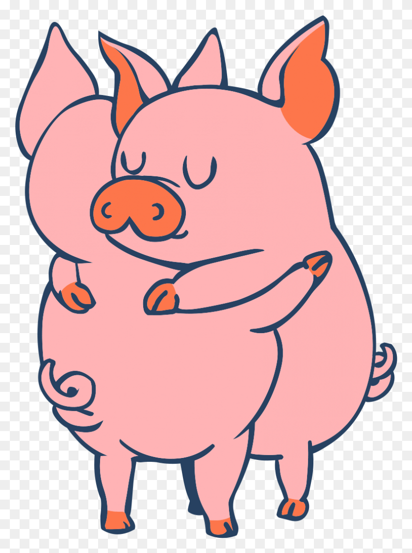 789x1082 Descargar Png Cerdos Lindos Abrazo Amor Amigos Abrazo Cerdo De Dibujos Animados, Animal, Gráficos Hd Png