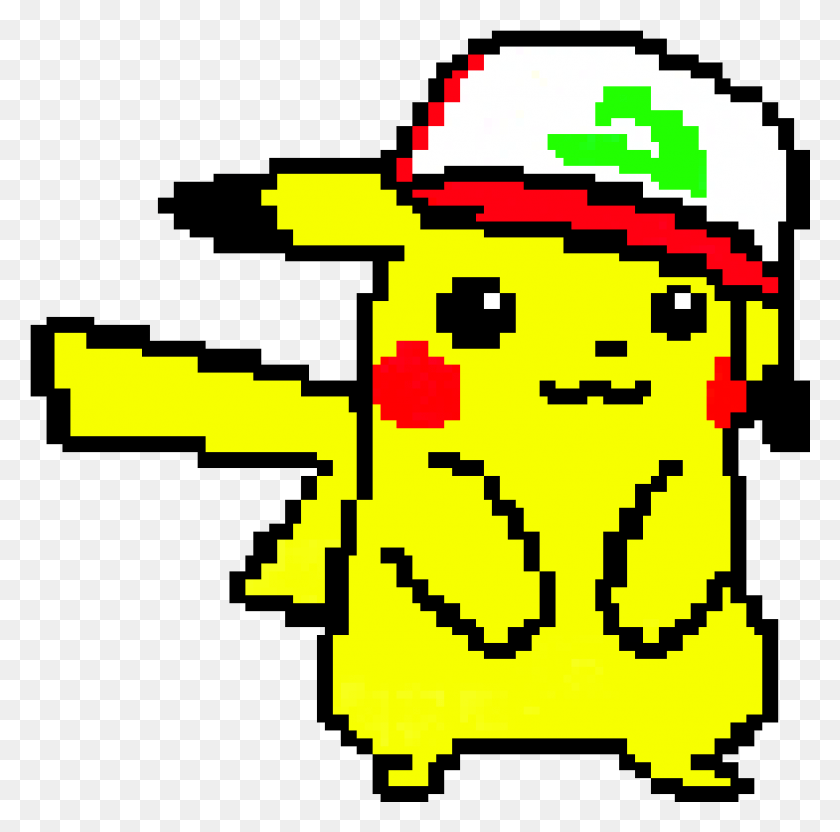 1177x1165 Cute Pikachu Wearing Ash39s Hat Pixel Art Minecraft Pe Pokemon Abra Pixel, Fireman, Label, Text HD PNG Download