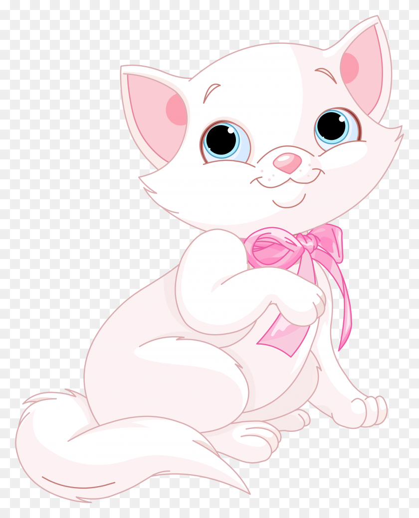 4772x5998 Cute Pink And White Cat Clipart Image White Cat Clipart, Cerdo, Mamífero, Animal Hd Png Descargar