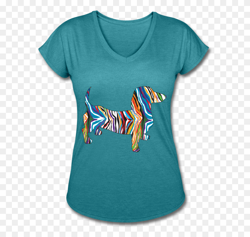 592x738 Cute Psychedelic Dachshund Silhouette Shirt, Clothing, Apparel, T-shirt HD PNG Download