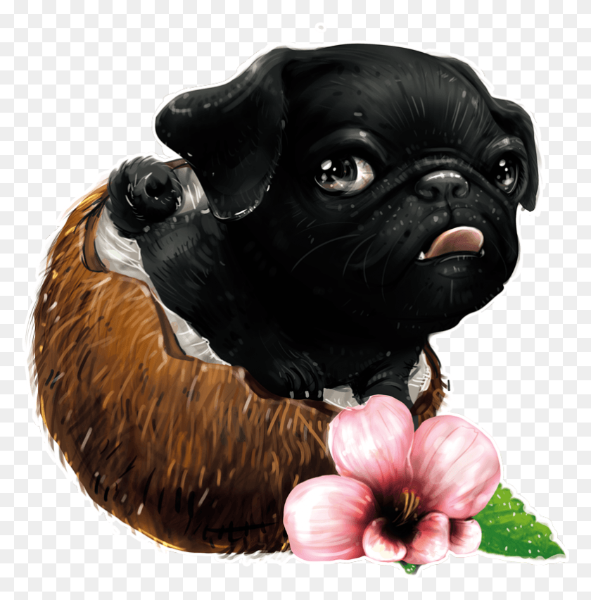 782x795 Cute Pugs Art Pug Art Cute Pugs Pug Life Wallpaper Cute Pugs Kawaii Food, Chicken, Poultry, Fowl HD PNG Download