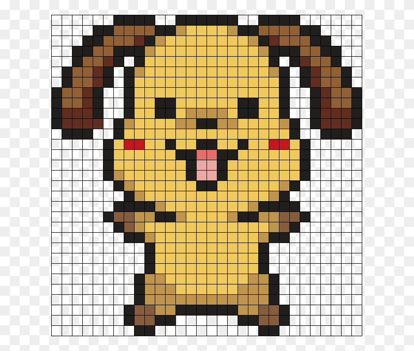 631x652 Cute Puppy Front Part Perler Bead Pattern Bead Sprite Infinity War Minecraft Map, Pac Man, Chess, Game HD PNG Download